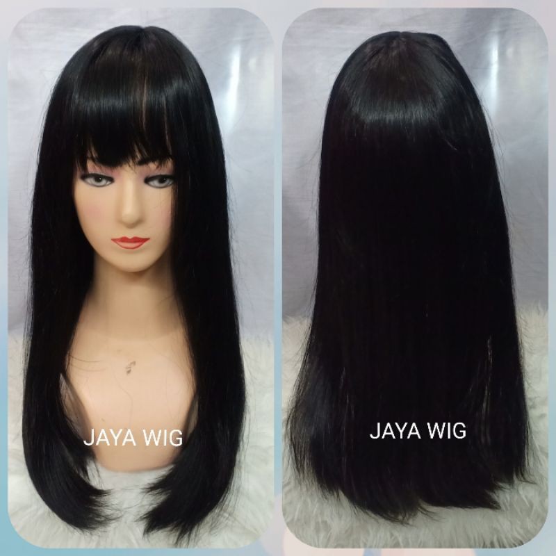 Wig Rambut Palsu Wanita Model Lurus Panjang Poni Depan