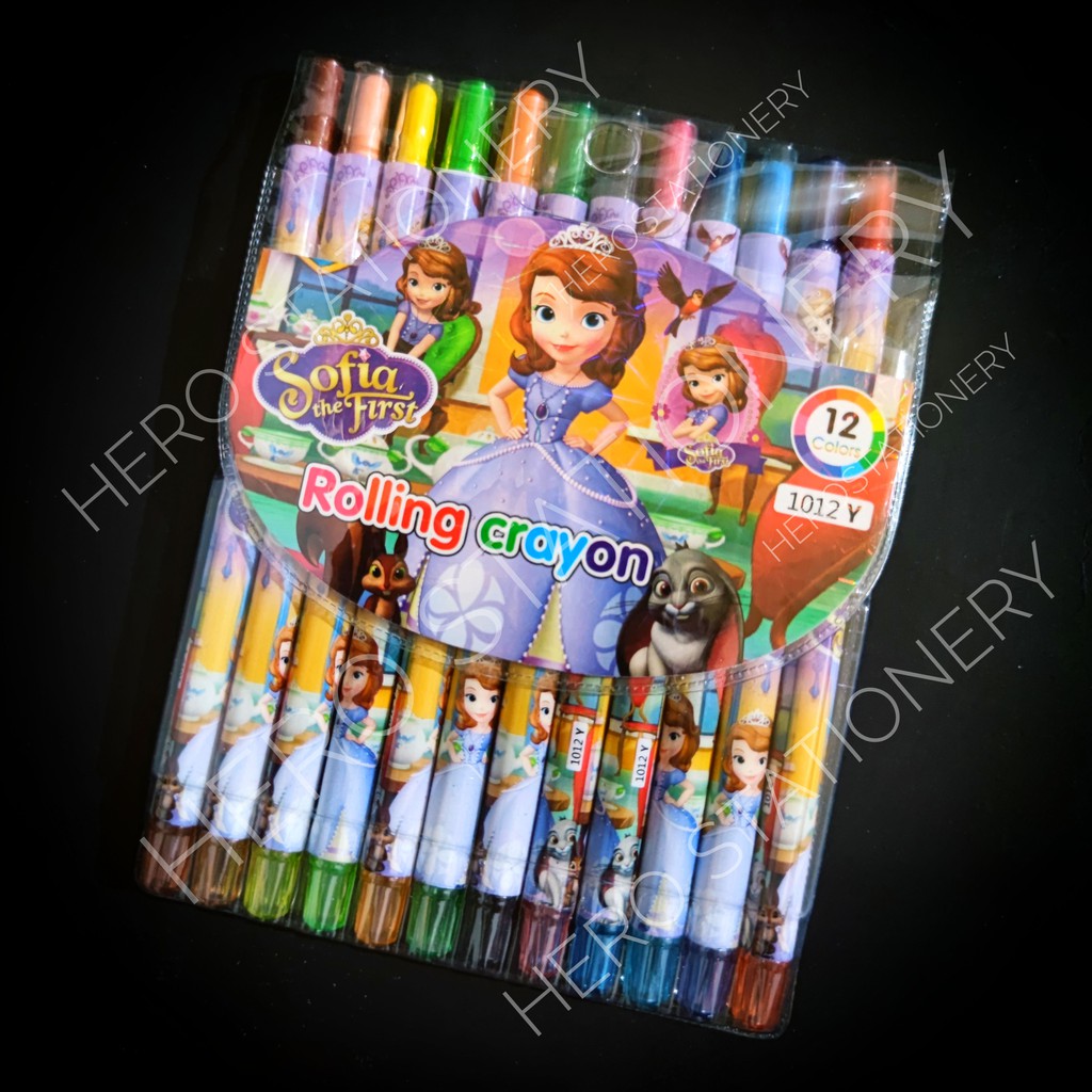 

Krayon putar sofia the first 12 warna rolling crayon