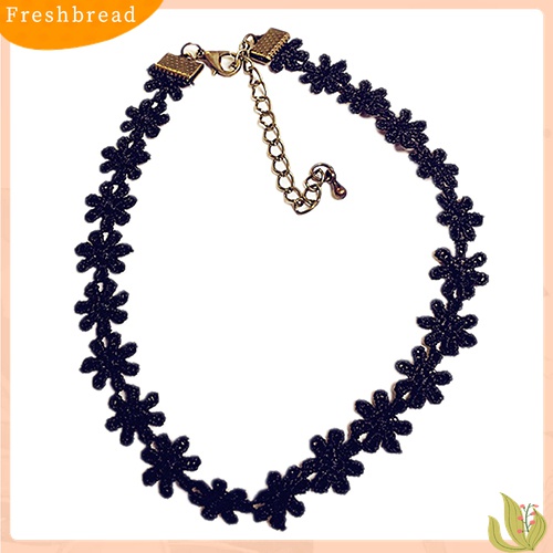 【Fresh】Sweet Lace Choker Stretch Necklace Set Black Retro Vintage Elastic Boho80S 90S