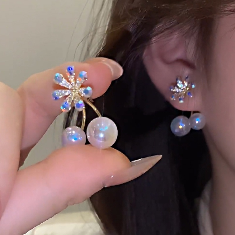 Anting Mutiara Bunga sparkle Warna-Warni Untuk Wanita Aksesoris Telinga Korea