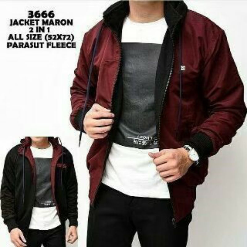 Jaket Parasut Pria Wanita Anti Air Bolak Balik Size Jumbo M.L.XL.XXL.XXXL