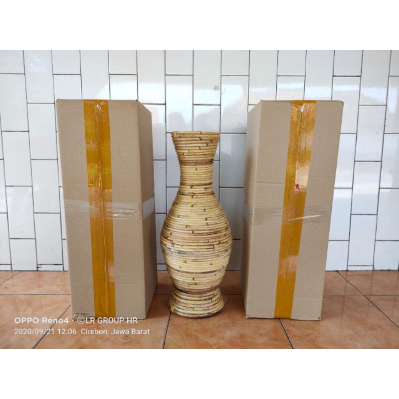 guci rotan tinggi 50 cm vas bunga