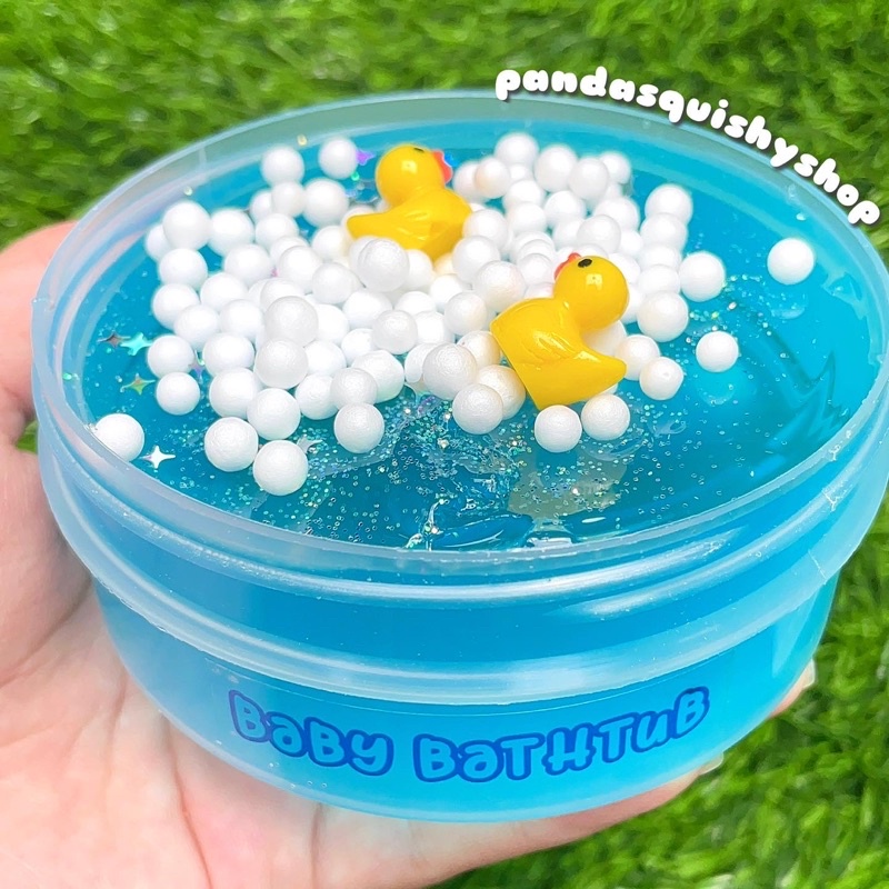 Baby bathtub slime by pandasquishyshop250 gram/clear slime/glitter slime