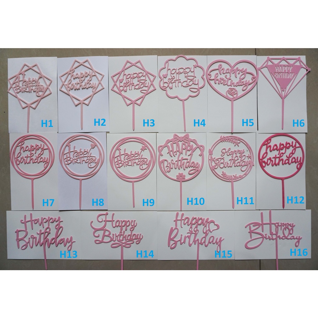 Cake Topper Happy Birthday Makaron Blue and Pink Akrilik / Cake Topper Murah