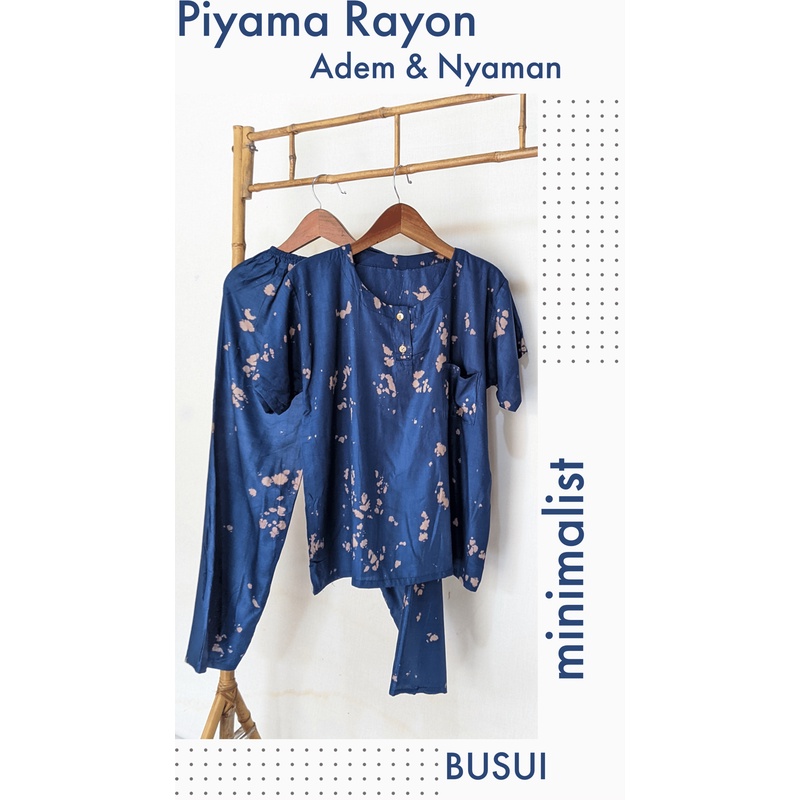 One Set Piyama Rayon Setelan Baju Tidur Celana Panjang Lengan Pendek Wanita Busui Kancing Hidup Baby Doll Babydoll Bali Home Wear Santai Pajamas