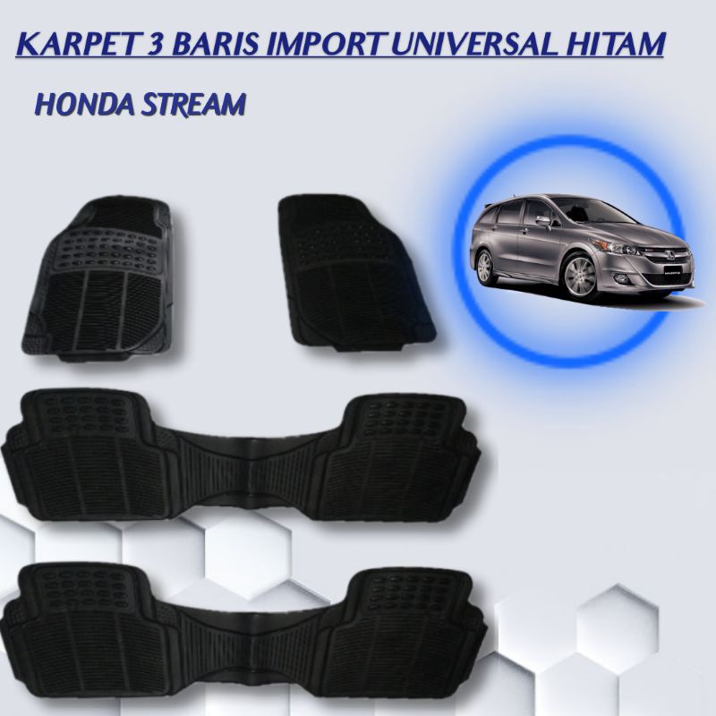 KARPET 3 BARIS IMPORT UNIVERSAL V2 HITAM MOBIL STREAM