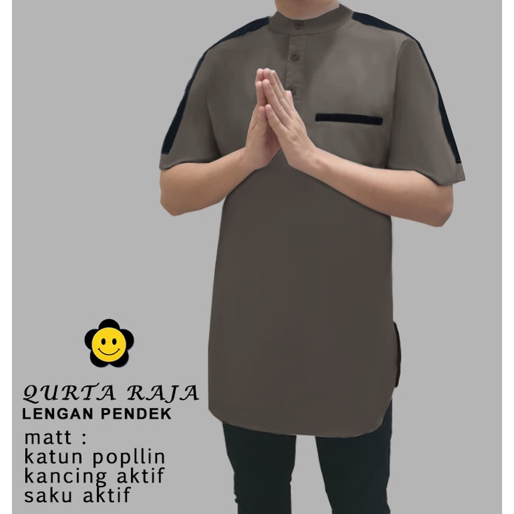 Qurta Raja Lengan Pendek  - Central Grosir Fashion (CGF) - Ukuran S-3XL - Matt Katun Poplin