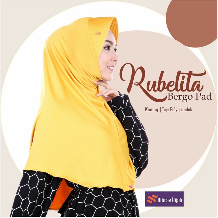 Nibras Hijab Jilbab Bergo Pad Rubelita Warna Kuning Bahan Polyspandek