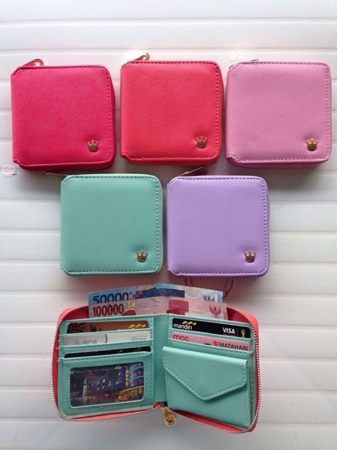 CROWN SQUARE ZIPPER WALLET DOMPET WANITA