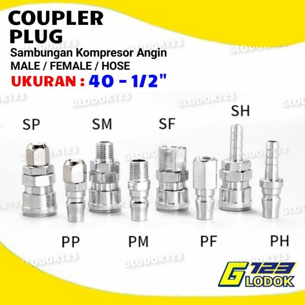 Kopler Angin Coupler Male Female SP PP SM PM SF PF SH PH 40 1per2