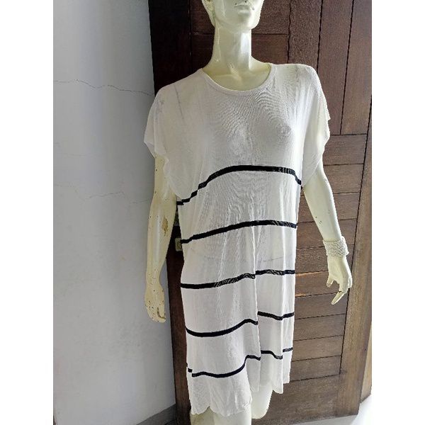 Mini dress over size atasan jumbo rajut terawang