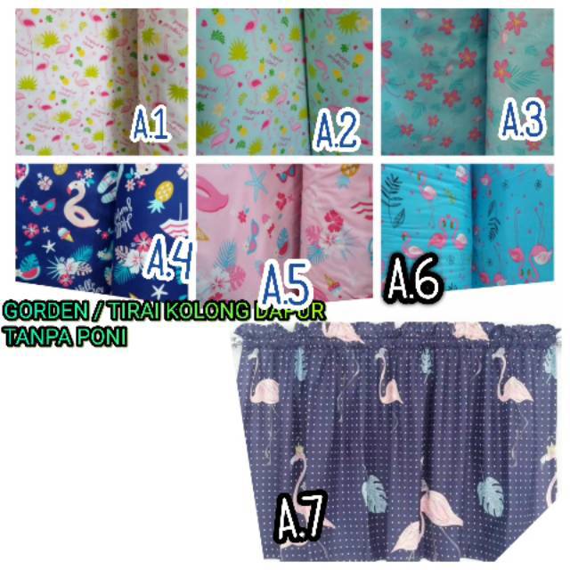 Gorden Dapur tanpa poni | Gorden Kolong Dapur | Tirai kolong meja bahan katun lokal / kain sprei