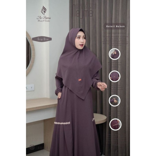 Gamis set khimar Najma As sheza S - XXXL oversize Azzura itycrepe premium hq terbaru manasik haji umroh lebaran series