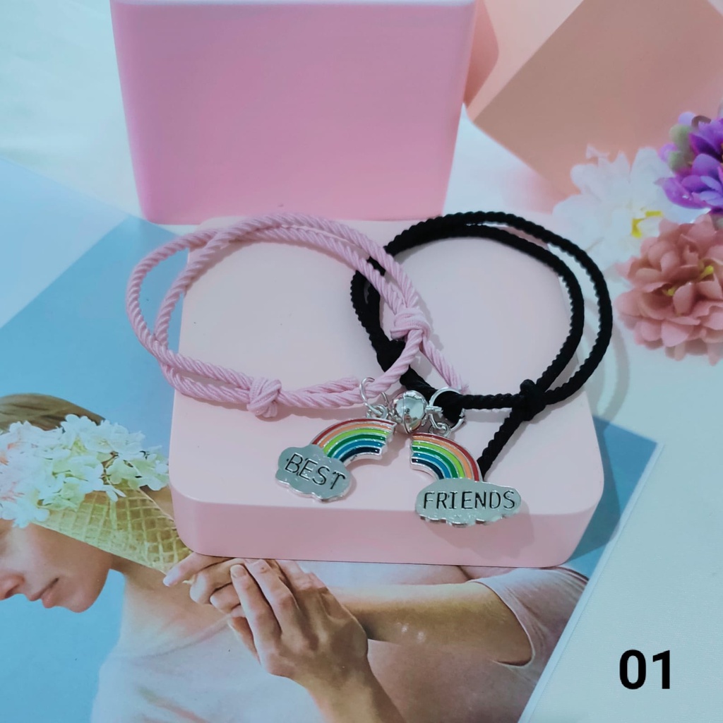 2 Pcs SET Gelang  Karet Magnet Desain Astronot Kuromi Cinnamoroll Untuk Pria Dan Wanita Gelang Magnet-MBEST-01