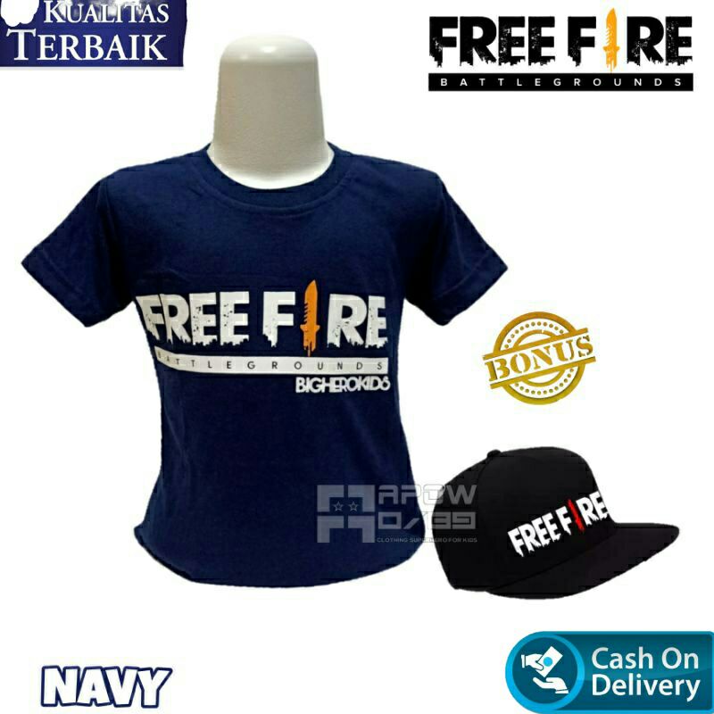 baju kaos anak sablon freefire BONUS topi bordir baju anak kaos oblong anak topi anak baju kaos COD