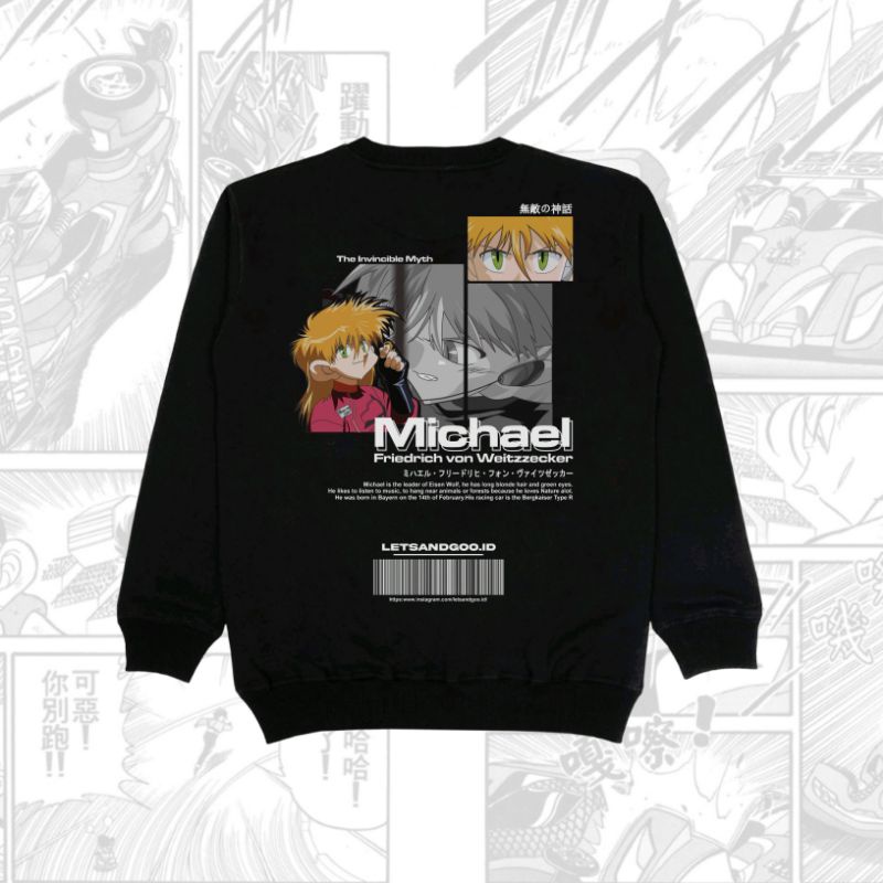 Michael Black Sweatshirt Crewneck Hitam Sweater Let's And Go WGP Eisen Wolf Leader