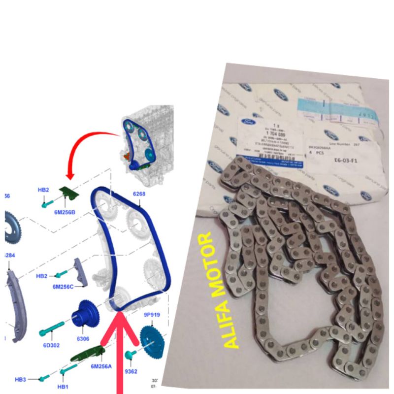 Jual Timing Chain Rantai Keteng Ford Ranger 2.2cc & 3.2cc BK3Q6268AA