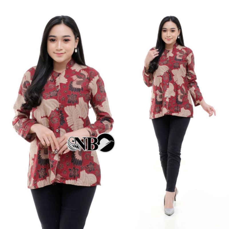 ATASAN BATIK WANITA KERJA KANTOR ORI SHABIRAH BATIKSOLO BLOUSE BLUSEBATIK BATIKMODERN-7