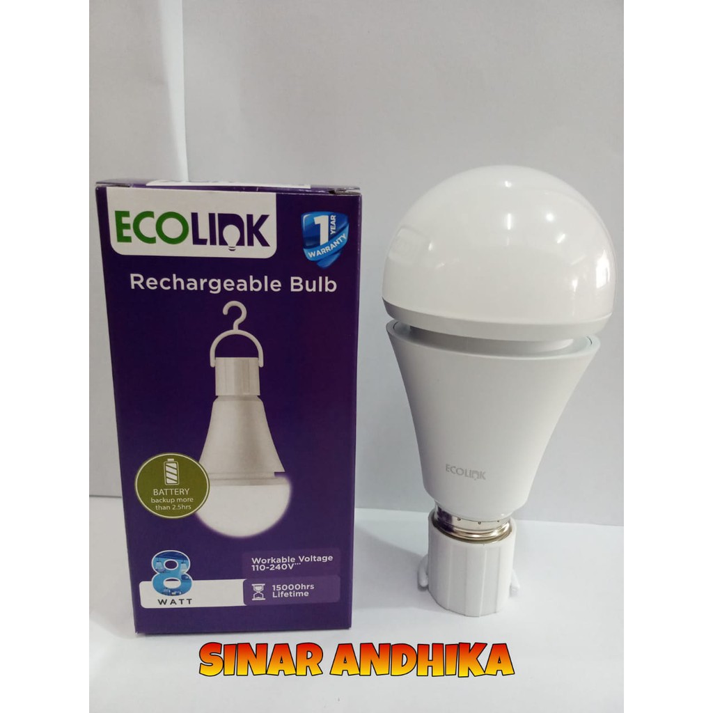 LAMPU LED RECHARGEABLE BULB ECOLINK 8 WATT