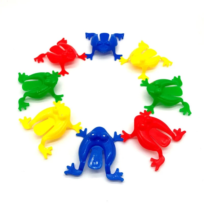 [10Pcs Random Color Kids Jumping Plastic Frog Toy][ Creative Stress Reliever Toys For Boys and Girls ][Children's Birthday Gift]