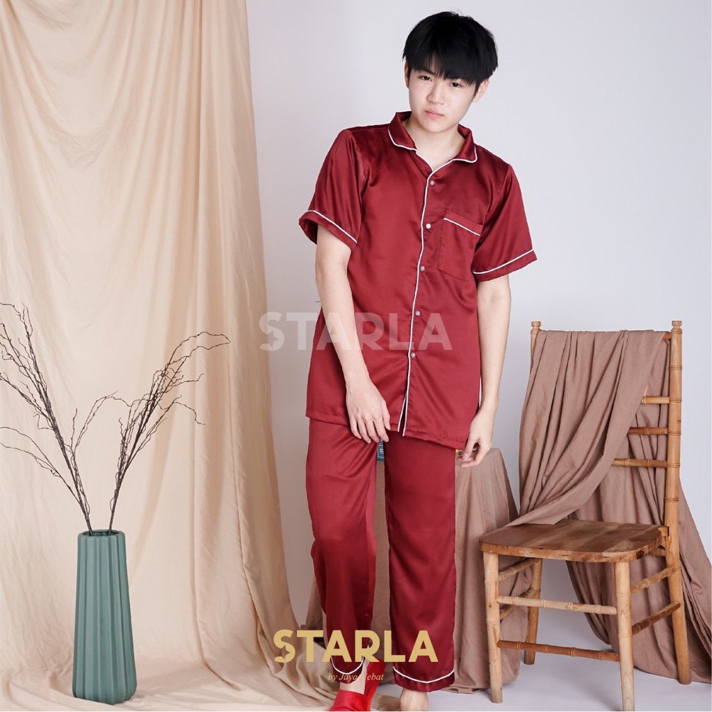 PIYAMA BAJU TIDUR PRIA SATIN / PIYAMA PRIA / STELAN PIYAMA LAKI / SETELAN PIYAMA SATIN COWOK DEWASA