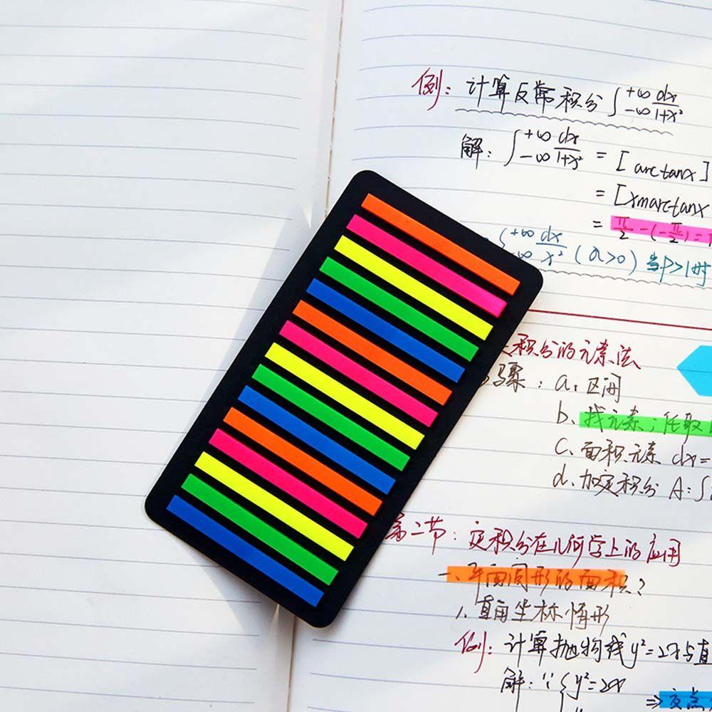 [Elegan] Tab Indeks Neon Perekat Diri Multicolor Transparan Tahan Air Penanda Halaman Perlengkapan Kantor Sekolah Sticky Note