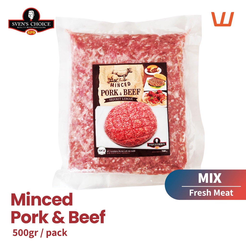 

Minced Pork&Beef Babi Sapi Giling Premium Sedikit Lemak Sven's Choice