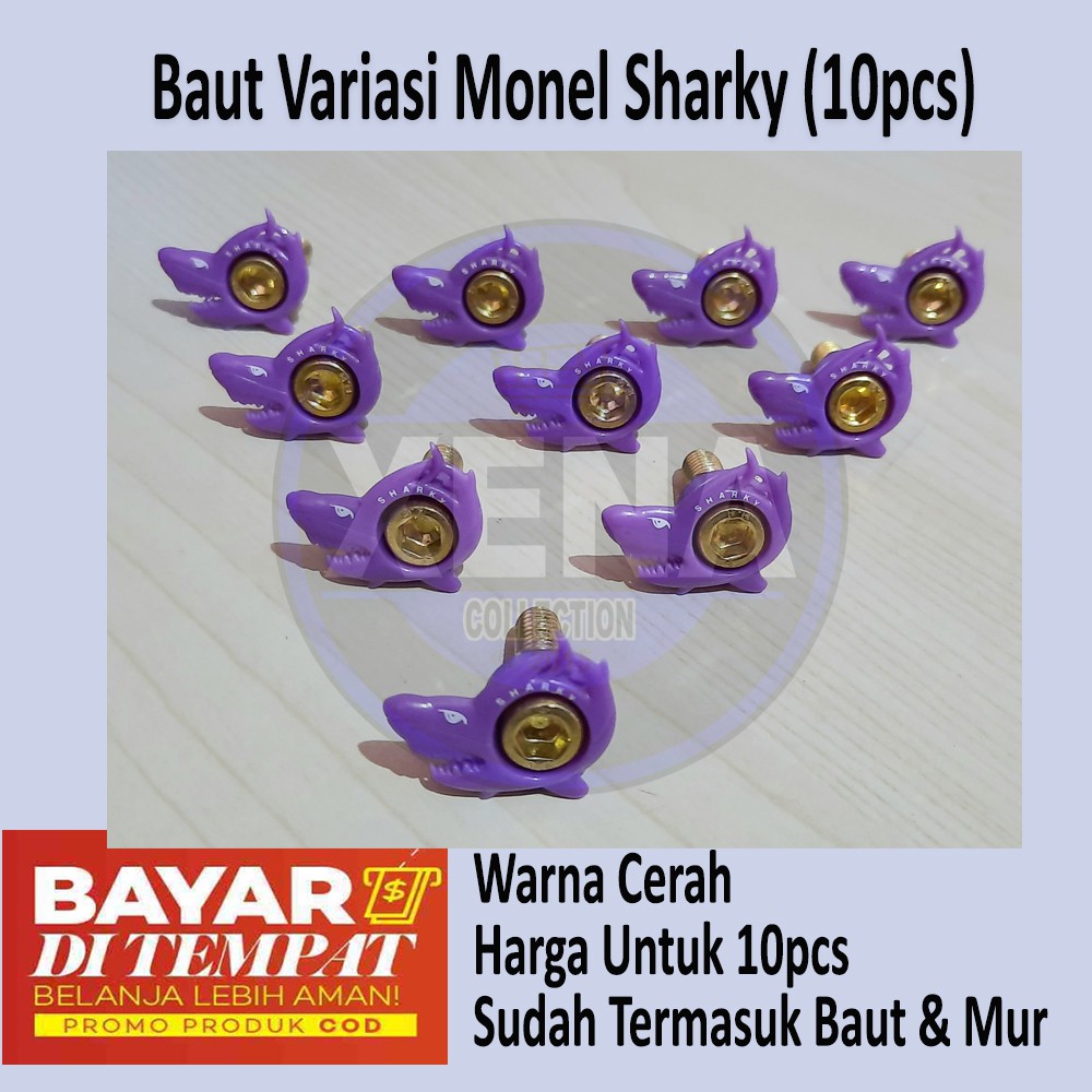 Baut Variasi motor model Sharky Hiu (10Pcs) Monel + Baut + Mur