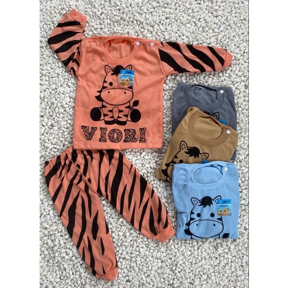 stelan baju bayi lucu murah motif ZEBRA VIORI setelan PANJANG 3-18 bulan