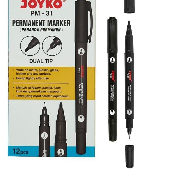 

♣ Permanent Marker Spidol Permanen Joyko PM-31 Dual Tip 1 Box 12 Pcs ۝