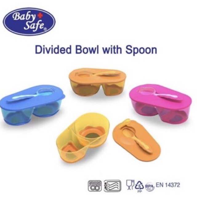 Baby Safe Divided Bowl with Spoon AP010 - Tempat Makan Mangkok Bayi Dengan Sendok