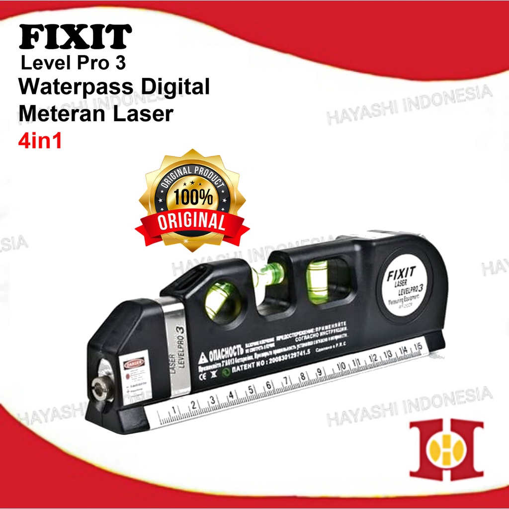 Fixit Level Pro 3 Penggaris Ukur Laser Level Waterpass Meteran Laser