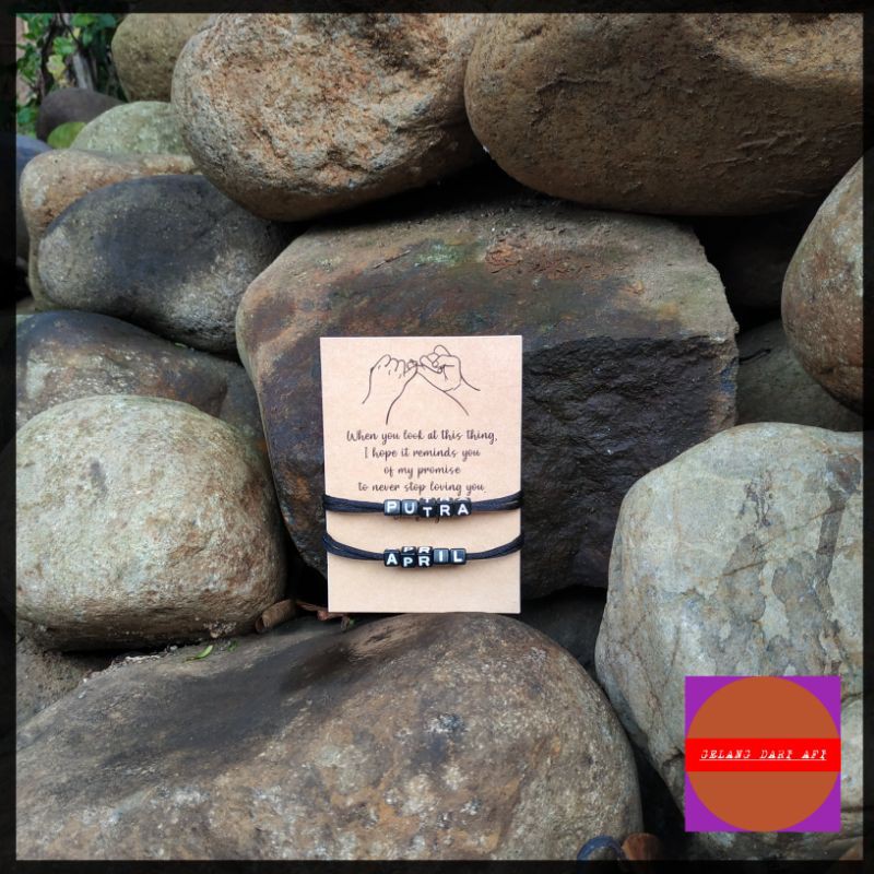 (1 SET) 2 PCS GELANG NAMA/ 1 PASANG GELANG NAMA COUPLE TALI SATIN