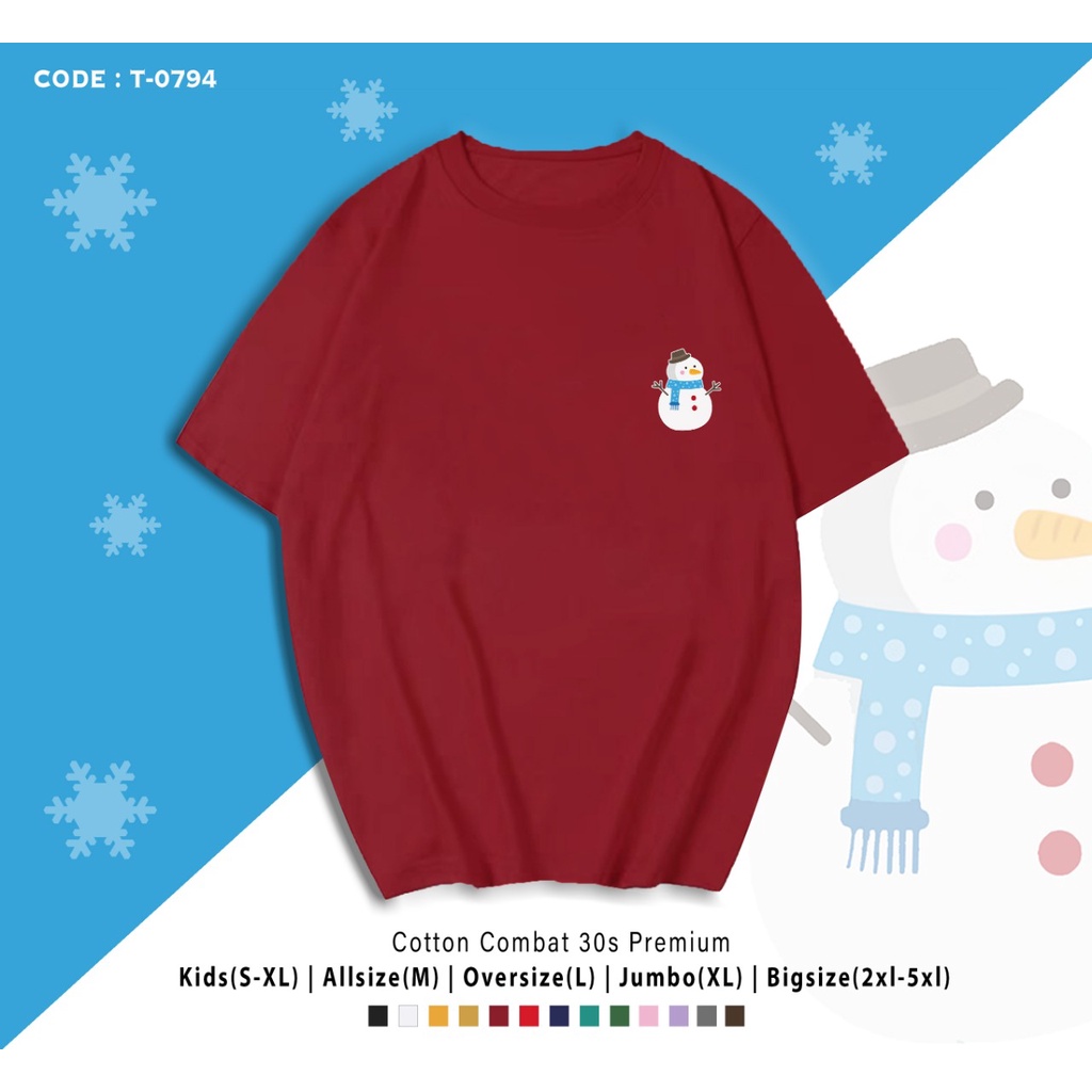 FREE CUSTOM NAMA - T-SHIRT / KAOS NATAL GAMBAR SNOWBALL / BONEKA SALJU / CUSTOM TEE / KAOS CUSTOM KELUARGA