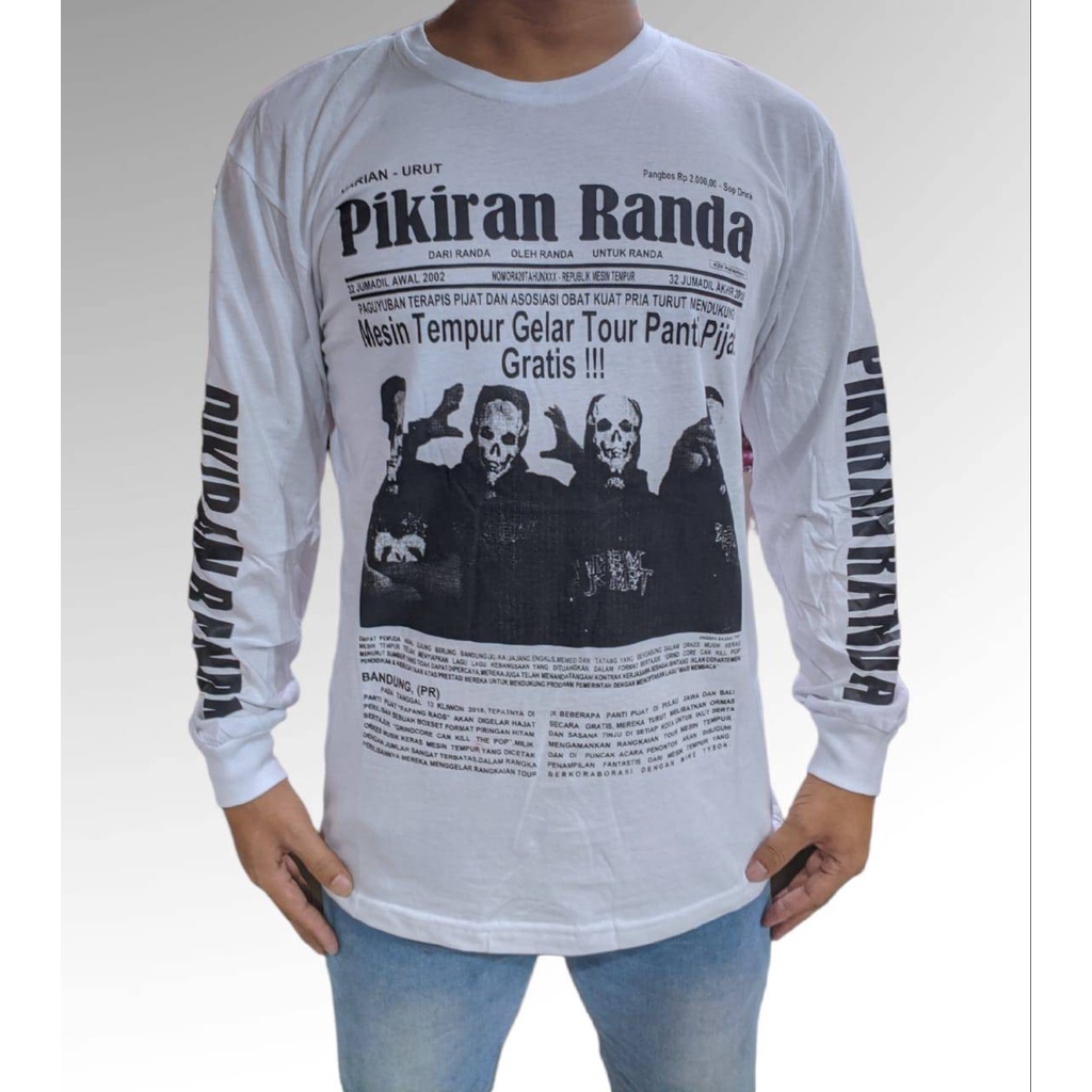 Kaos Distro Premium Band MESIN TEMPUR art PIKIRAN RANDA Lengan Panjang Baju Band Lokal Murah Terjang