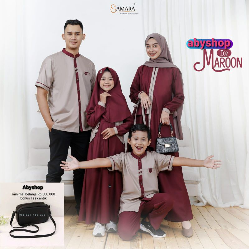 Samara I02 Maroon Gamis Sarimbit keluarga baju couple keluarga busana muslim