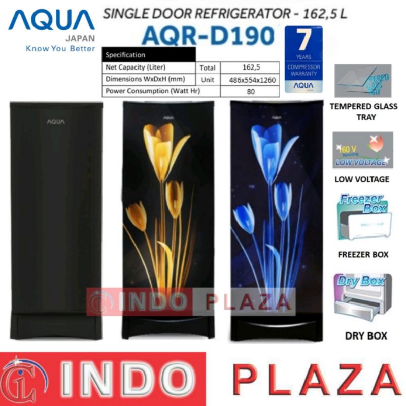 Kulkas 1 pintu AQUA AQR-D190 / AQR D190 model bunga dan polos