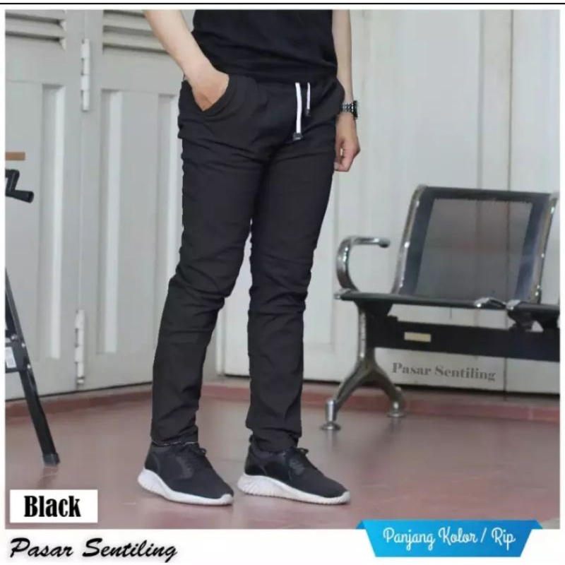 Celana Pria SLIMFIT Panjang Chino KERJA HARIAN HITAM MOCCA ABU CREAM SIZE 27-32 KARET PINGGANG celana panjang katun Chino pria panjang distro celana pria karet pinggang model terbaru premium  celana panjang pria kasual