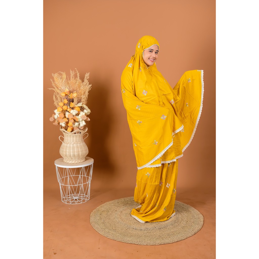 Mukena Cantik Mukena Dewasa MARISA SERIES MUSTARD | Mukena Elegan Mewah Premium | Mukena Bahan Adem