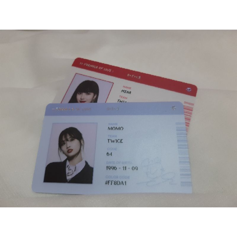 TWICE FORMULA OF LOVE ID CARD MOMO, MINA