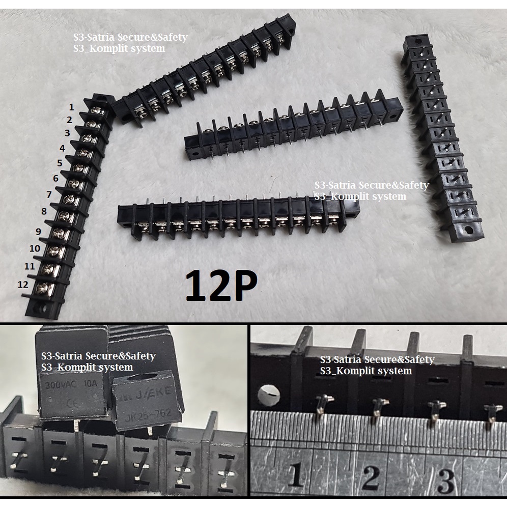 JK25 KF25 12P terminal blok hitam 12pin kaki 12 P pin block JK Kf 25 blocks
