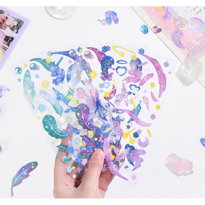 Stiker ROMANTIC GALAXY / Sticker untuk Buku Hitam tema GALAXY / Stiker DIY / Hiasan Scrap Book / Dekorasi Stiker Unik Cantik