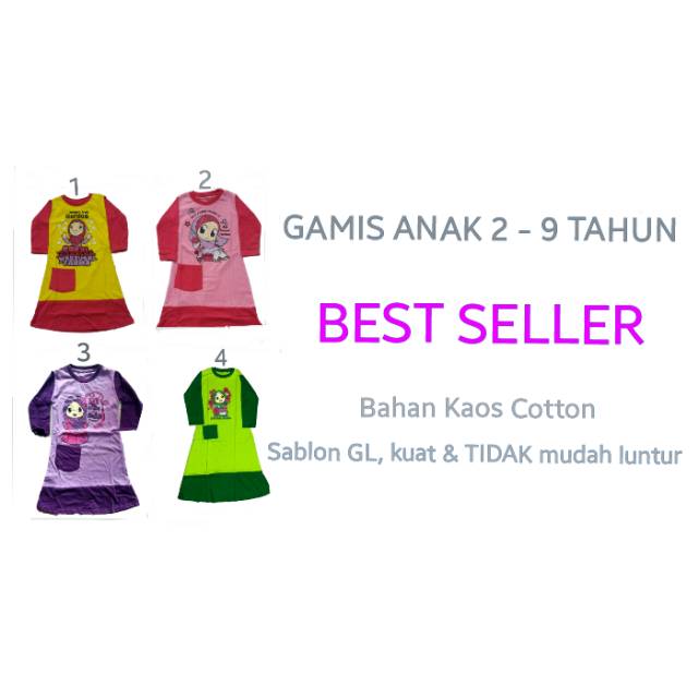 PAKAIAN ANAK  PEREMPUAN MUSLIM UMUR 2 - 9 TAHUN