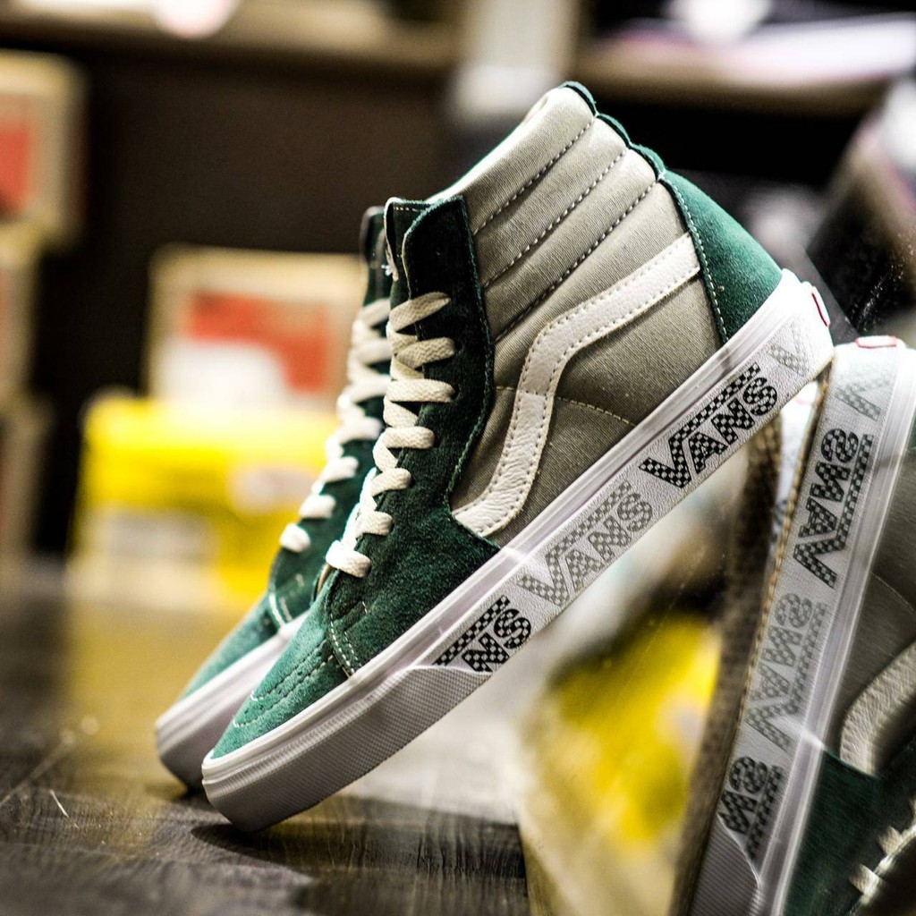 Vans Sk8 Hi Logo Check Trekking Green Drizzle
