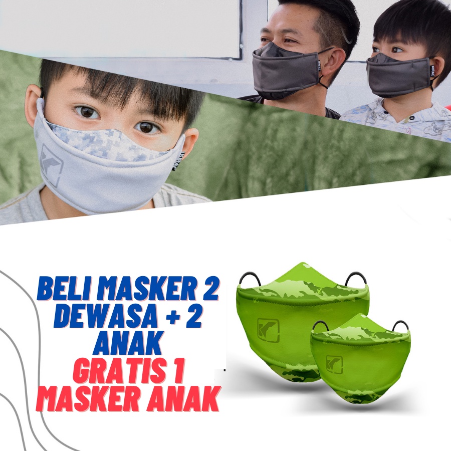 CAMOMASK FAMILY Masker Kain Anak 3D 3 ply Lapis Korea Headloop Earloop Motif Non Medis Anak Keren