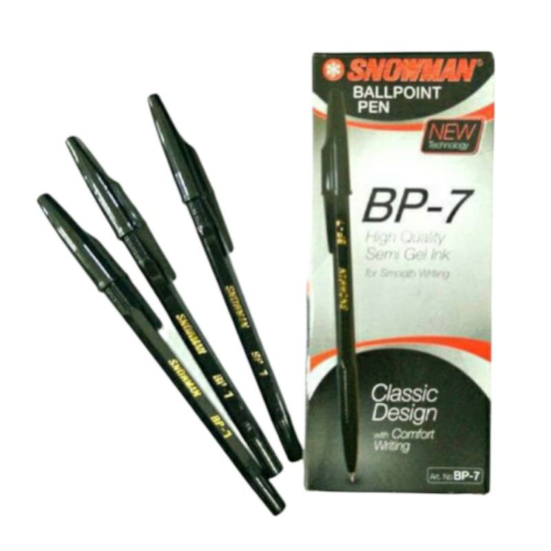 Pulpen Snowman Bp7 Hitam isi 12pc