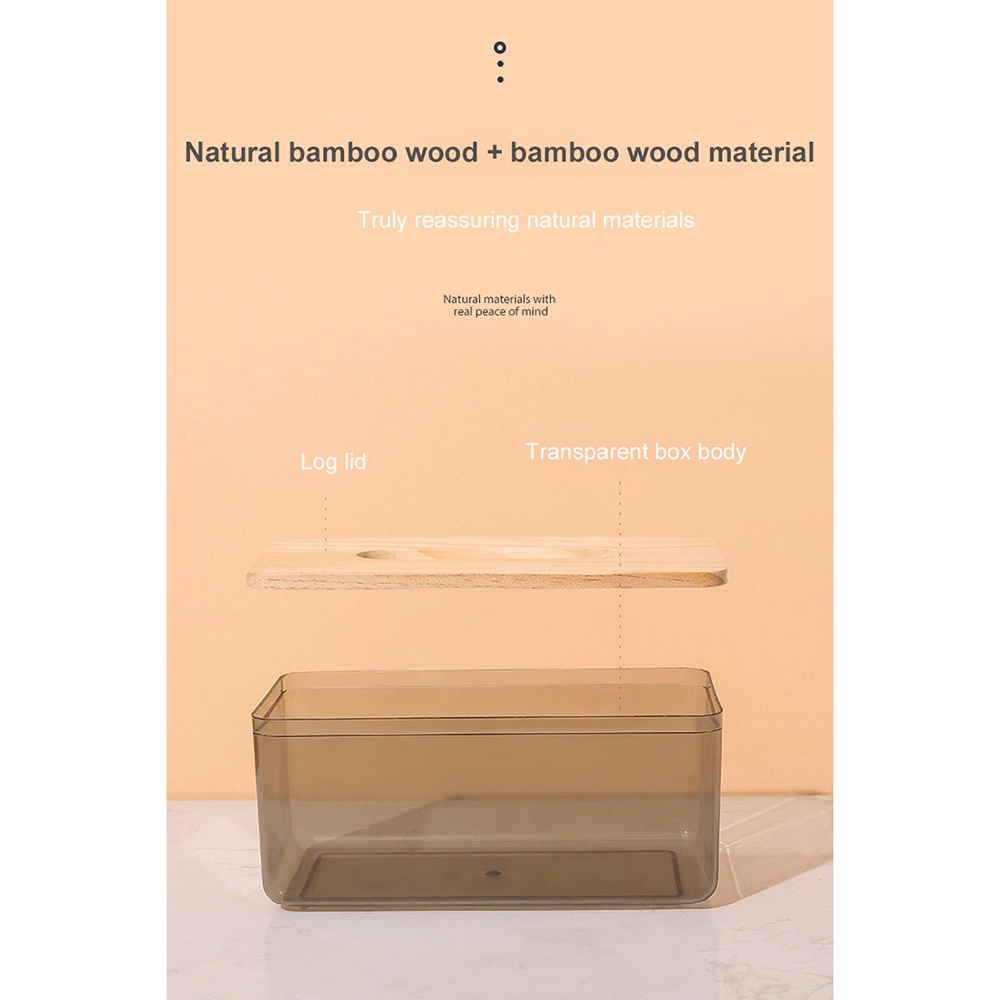 Kotak Tempat Tisu Kayu Transparan Nordic Minimalist Tissue Box