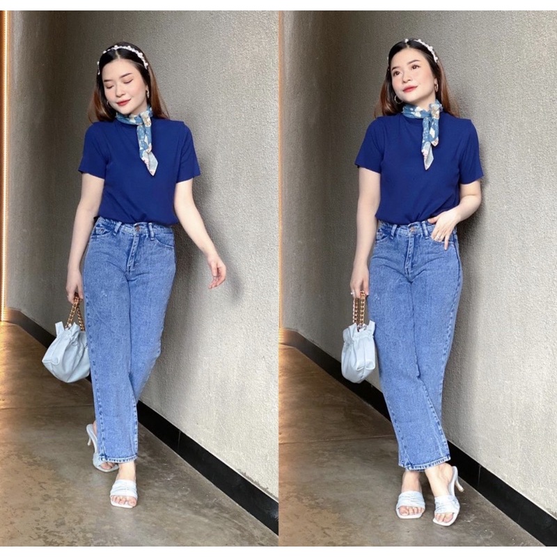 TRIVELA - HW Boyfriend Jeans Wanita