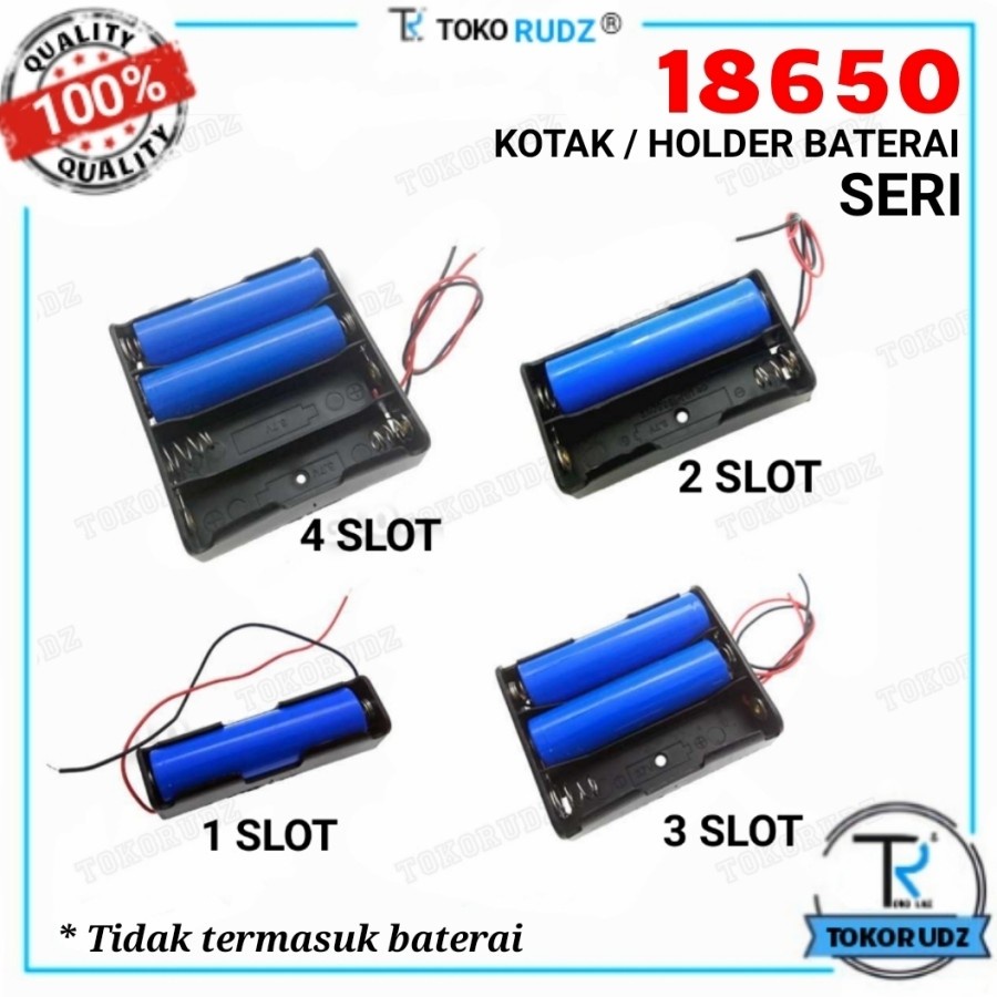 Tempat Baterai 18650 3.7V Holder Box Kotak Case Batre SERI 1 2 3 4 Slot
