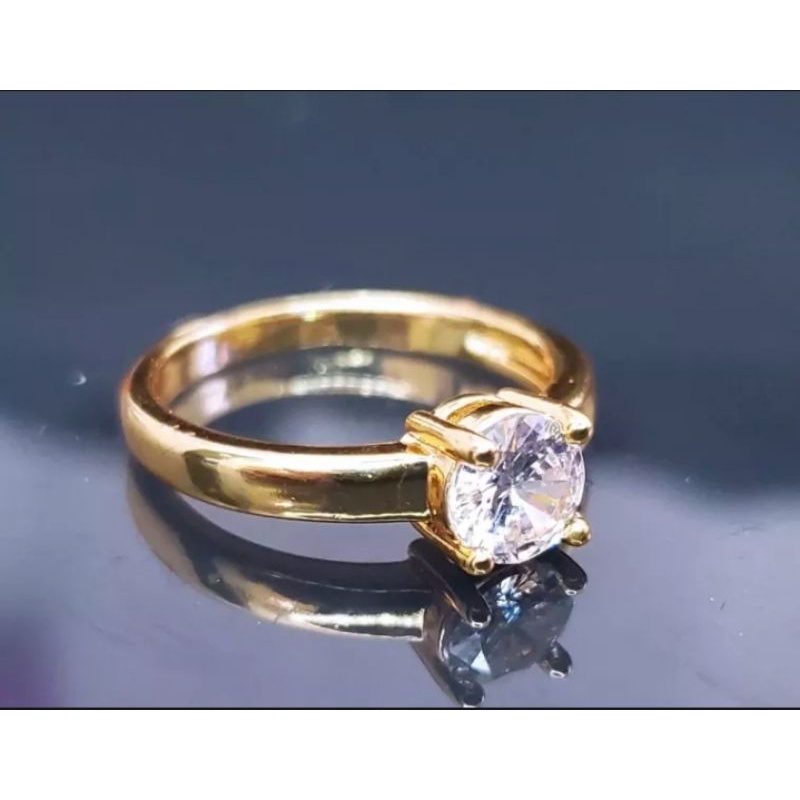 CinCin koin permata satu berlapis emas 24k sangat berkilau